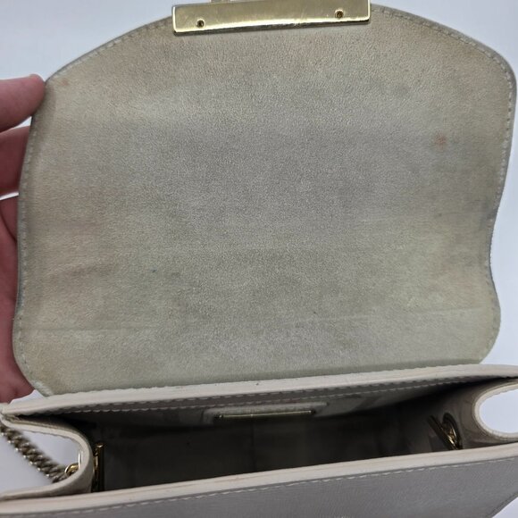 Furla Metropolis Mini Crossbody Bag White Saffiano Leather Gold Chain - Picture 8 of 14